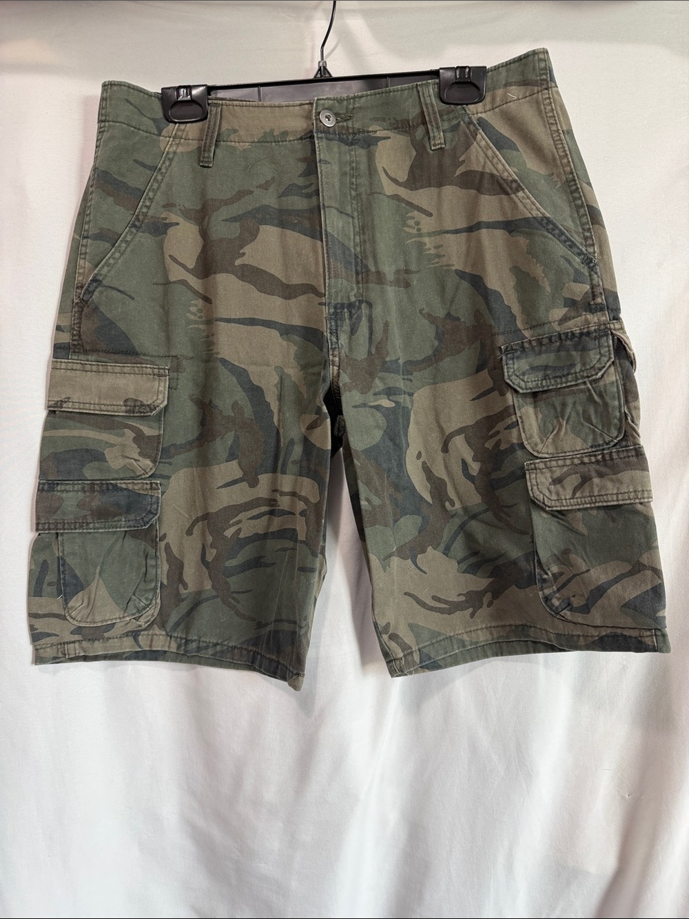 Wrangler Mens Camo Cargo Shorts - Green/Brown